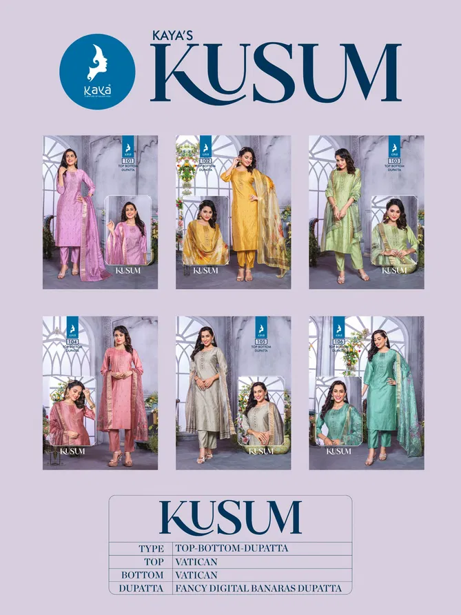 Kusum By Kaya Vatican Silk Kurti With Bottom Dupatta Suppliers In India